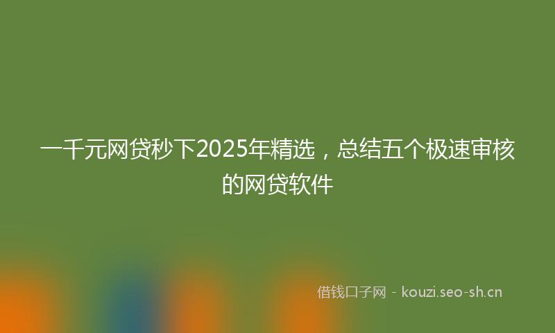 一千元网贷秒下2025年精选，总结五个极速审核的网贷软件