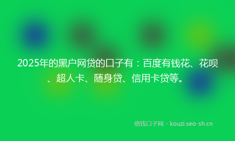 2025年的黑户网贷的口子有：百度有钱花、花呗、超人卡、随身贷、信用卡贷等。