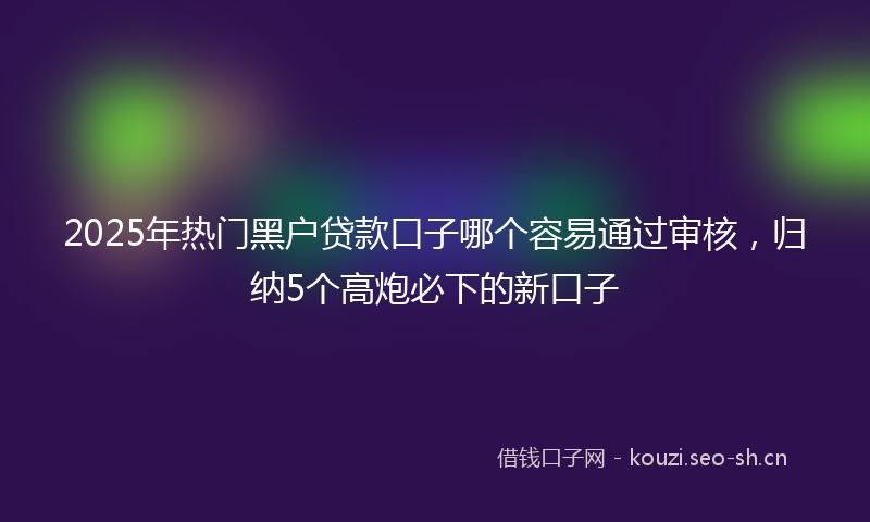 2025年热门黑户贷款口子哪个容易通过审核，归纳5个高炮必下的新口子