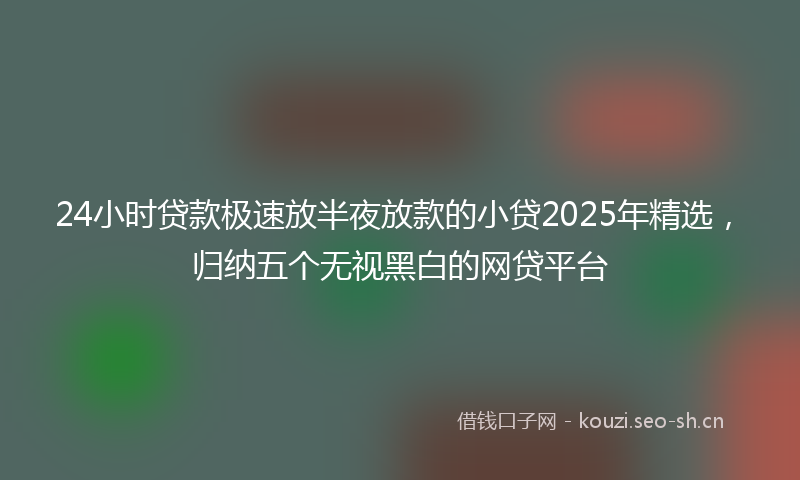 24小时贷款极速放半夜放款的小贷2025年精选,归纳五个无视黑白的网贷平台