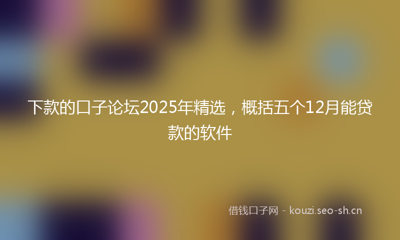 下款的口子论坛2025年精选，概括五个12月能贷款的软件