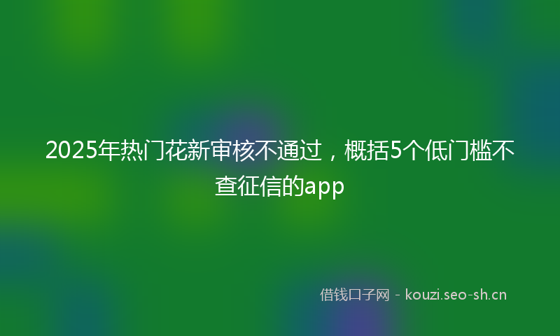 2025年热门花新审核不通过，概括5个低门槛不查征信的app
