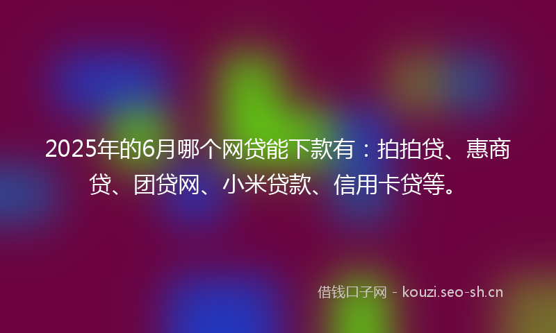 2025年的6月哪个网贷能下款有：拍拍贷、惠商贷、团贷网、小米贷款、信用卡贷等。