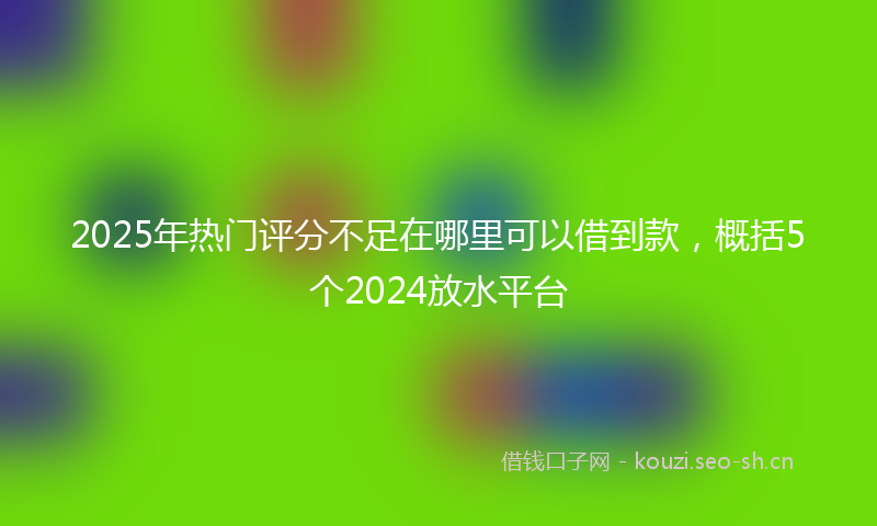 2025年热门评分不足在哪里可以借到款,概括5个2024放水平台