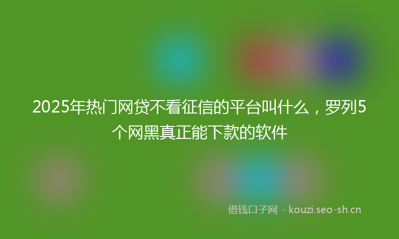 2025年热门网贷不看征信的平台叫什么，罗列5个网黑真正能下款的软件