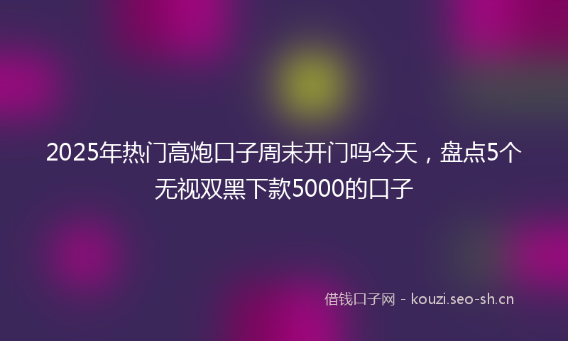 2025年热门高炮口子周末开门吗今天，盘点5个无视双黑下款5000的口子