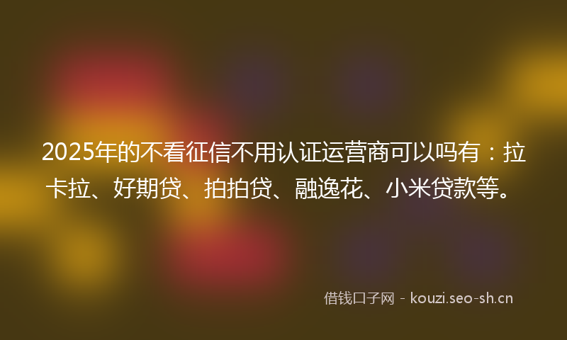 2025年的不看征信不用认证运营商可以吗有：拉卡拉、好期贷、拍拍贷、融逸花、小米贷款等。