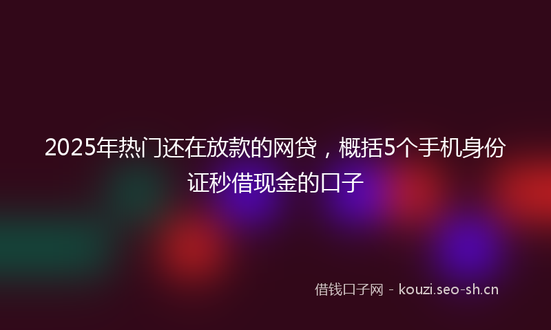2025年热门还在放款的网贷，概括5个手机身份证秒借现金的口子