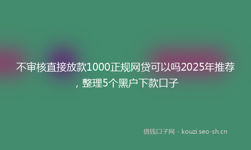 不审核直接放款1000正规网贷可以吗2025年推荐，整理5个黑户下款口子