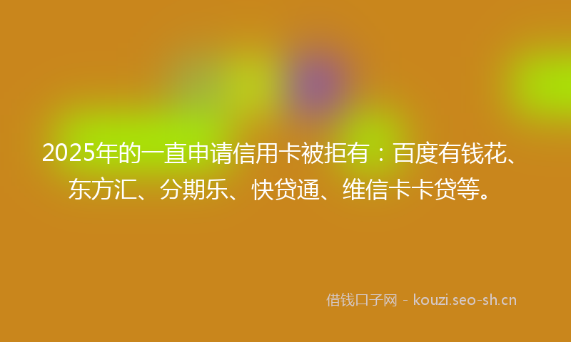 2025年的一直申请信用卡被拒有:百度有钱花、东方汇、分期乐、快贷通、维信卡卡贷等。