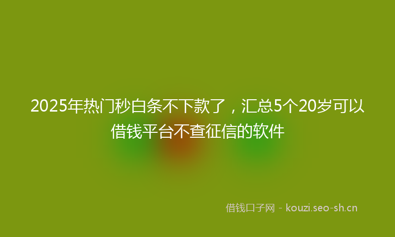 2025年热门秒白条不下款了，汇总5个20岁可以借钱平台不查征信的软件