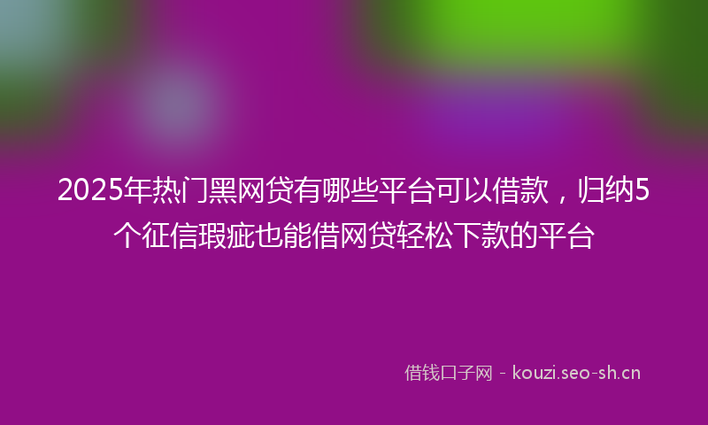 2025年热门黑网贷有哪些平台可以借款，归纳5个征信瑕疵也能借网贷轻松下款的平台