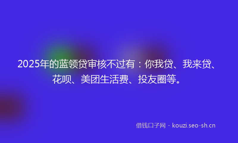 2025年的蓝领贷审核不过有：你我贷、我来贷、花呗、美团生活费、投友圈等。