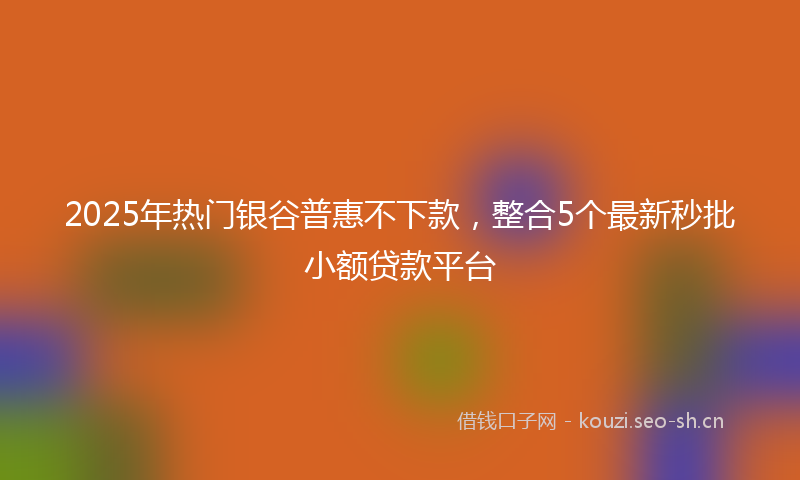 2025年热门银谷普惠不下款，整合5个最新秒批小额贷款平台