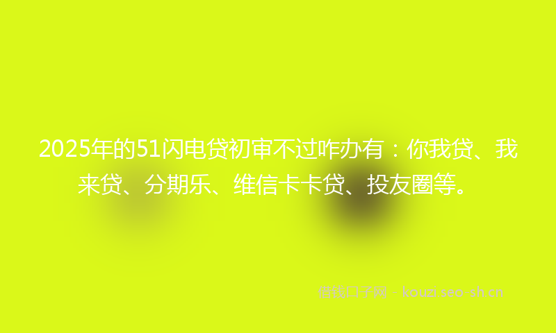 2025年的51闪电贷初审不过咋办有：你我贷、我来贷、分期乐、维信卡卡贷、投友圈等。