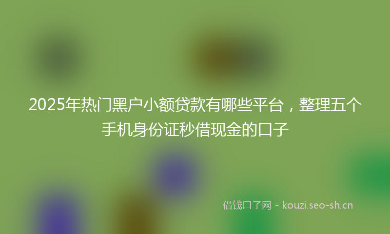 2025年热门黑户小额贷款有哪些平台，整理五个手机身份证秒借现金的口子