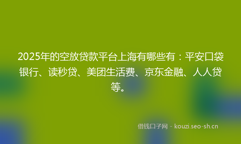 2025年的空放贷款平台上海有哪些有：平安口袋银行、读秒贷、美团生活费、京东金融、人人贷等。