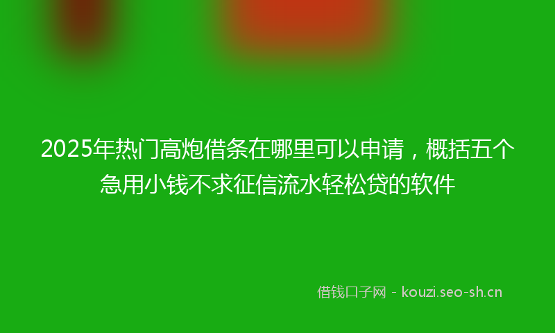 2025年热门高炮借条在哪里可以申请，概括五个急用小钱不求征信流水轻松贷的软件