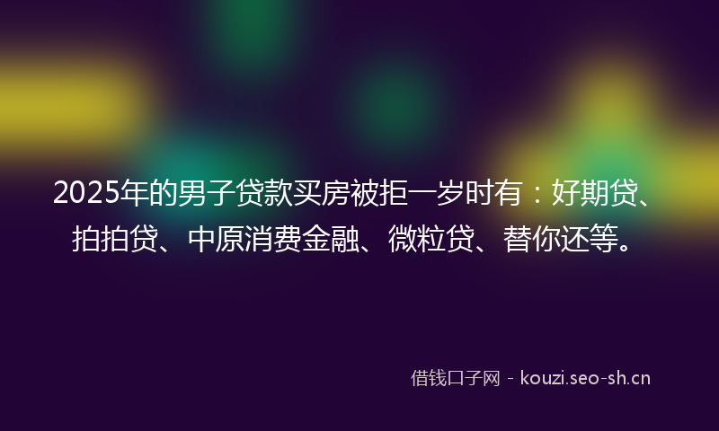 2025年的男子贷款买房被拒一岁时有：好期贷、拍拍贷、中原消费金融、微粒贷、替你还等。