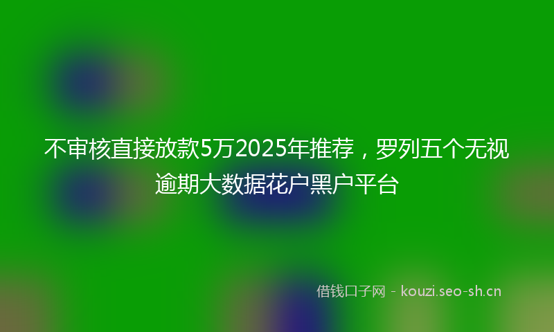 不审核直接放款5万2025年推荐，罗列五个无视逾期大数据花户黑户平台