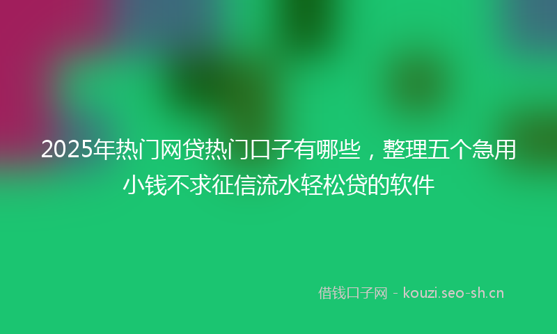 2025年热门网贷热门口子有哪些，整理五个急用小钱不求征信流水轻松贷的软件