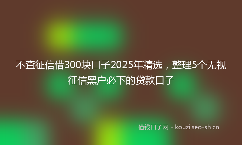 不查征信借300块口子2025年精选，整理5个无视征信黑户必下的贷款口子