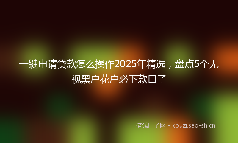 一键申请贷款怎么操作2025年精选，盘点5个无视黑户花户必下款口子