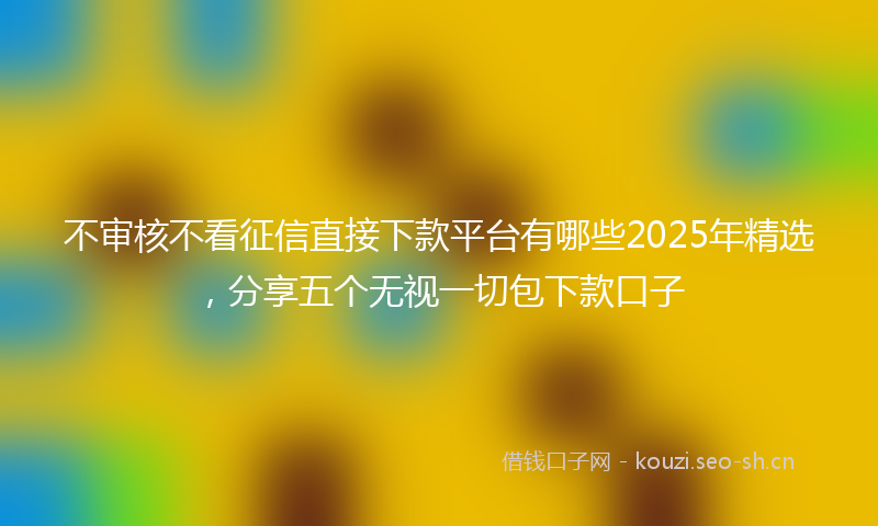 不审核不看征信直接下款平台有哪些2025年精选，分享五个无视一切包下款口子