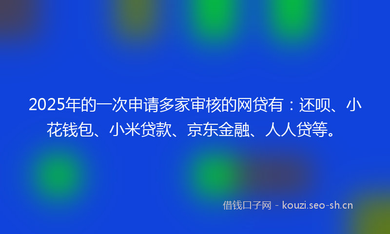 2025年的一次申请多家审核的网贷有：还呗、小花钱包、小米贷款、京东金融、人人贷等。
