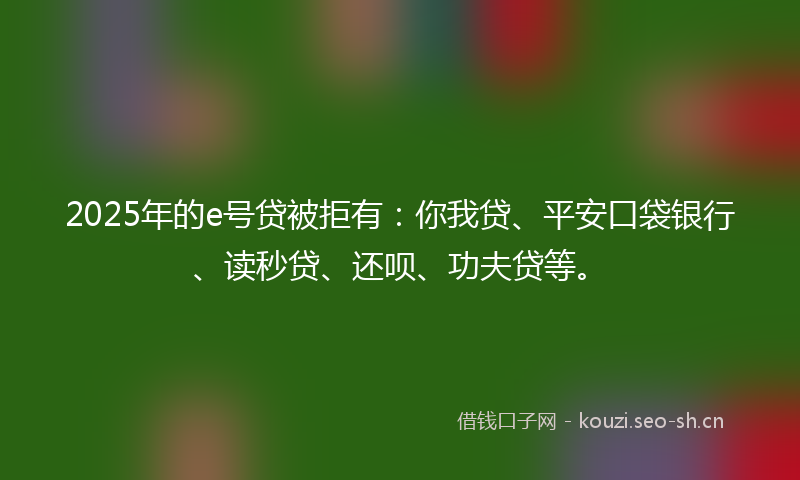 2025年的e号贷被拒有：你我贷、平安口袋银行、读秒贷、还呗、功夫贷等。