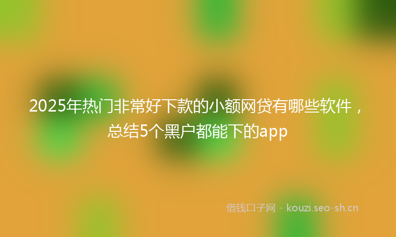 2025年热门非常好下款的小额网贷有哪些软件，总结5个黑户都能下的app