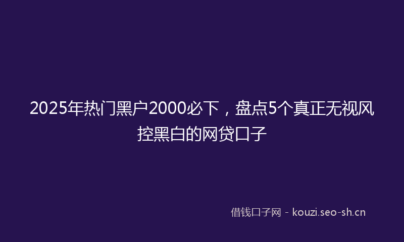2025年热门黑户2000必下，盘点5个真正无视风控黑白的网贷口子