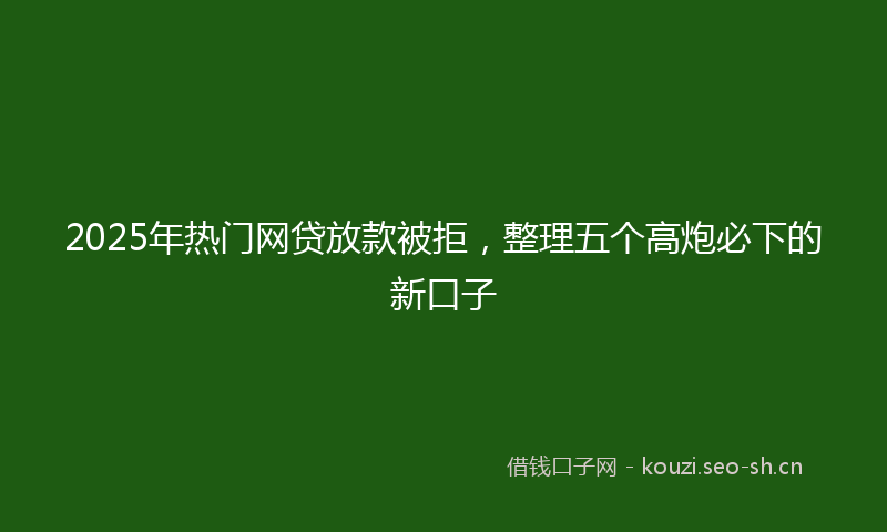 2025年热门网贷放款被拒，整理五个高炮必下的新口子