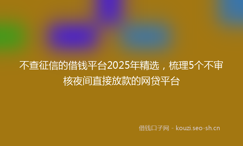 不查征信的借钱平台2025年精选，梳理5个不审核夜间直接放款的网贷平台