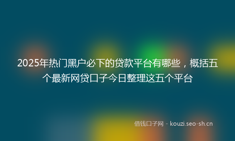 2025年热门黑户必下的贷款平台有哪些，概括五个最新网贷口子今日整理这五个平台