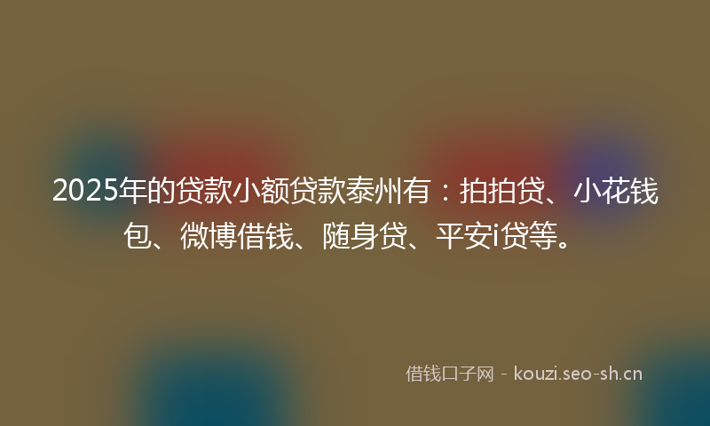 2025年的贷款小额贷款泰州有：拍拍贷、小花钱包、微博借钱、随身贷、平安i贷等。