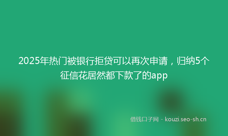 2025年热门被银行拒贷可以再次申请，归纳5个征信花居然都下款了的app