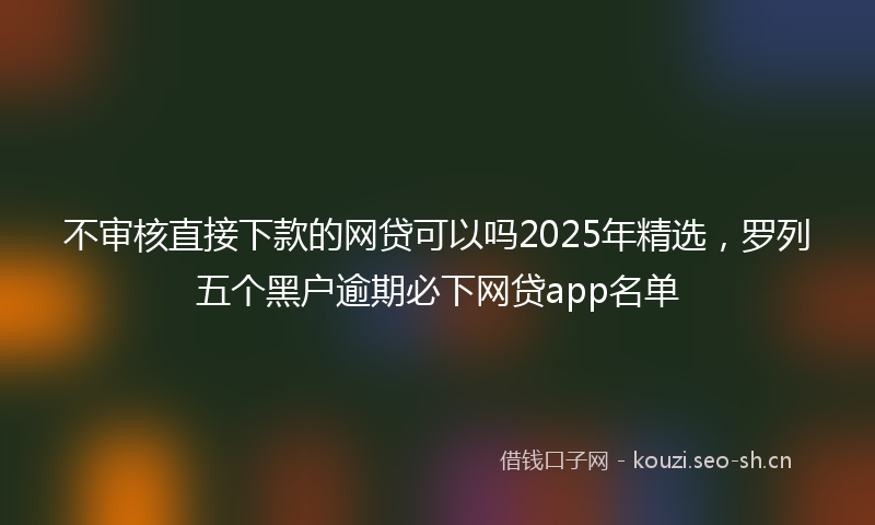 不审核直接下款的网贷可以吗2025年精选，罗列五个黑户逾期必下网贷app名单