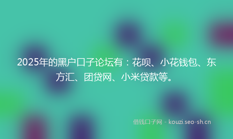2025年的黑户口子论坛有:花呗、小花钱包、东方汇、团贷网、小米贷款等。