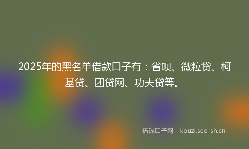 2025年的黑名单借款口子有：省呗、微粒贷、柯基贷、团贷网、功夫贷等。