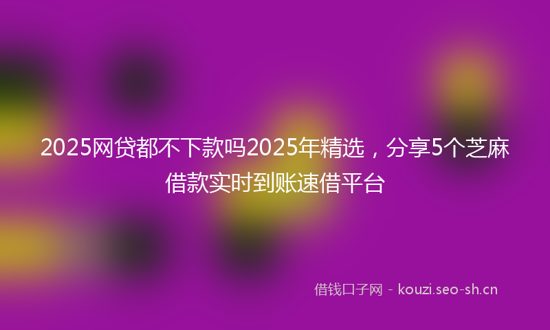 2025网贷都不下款吗2025年精选，分享5个芝麻借款实时到账速借平台