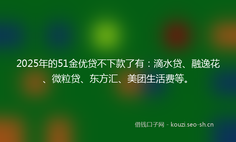 2025年的51金优贷不下款了有:滴水贷、融逸花、微粒贷、东方汇、美团生活费等。