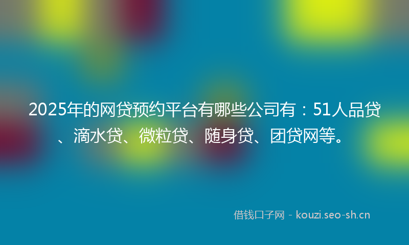 2025年的网贷预约平台有哪些公司有：51人品贷、滴水贷、微粒贷、随身贷、团贷网等。