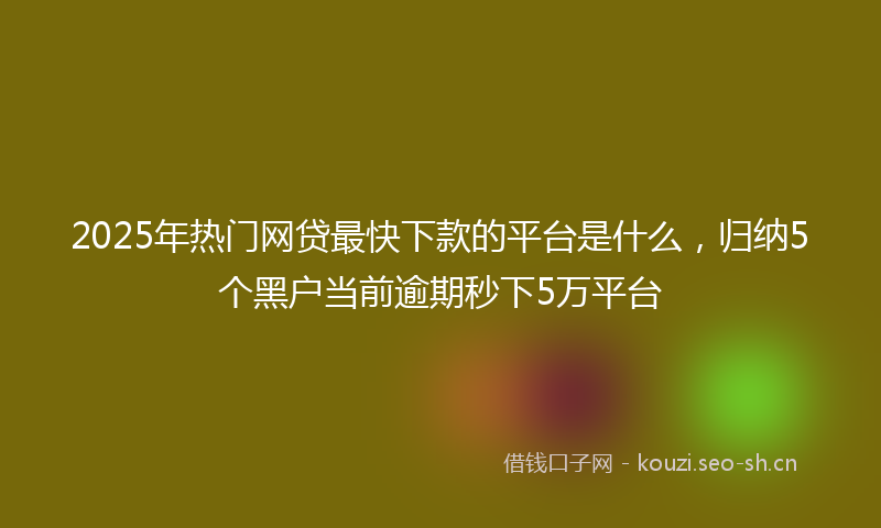 2025年热门网贷最快下款的平台是什么，归纳5个黑户当前逾期秒下5万平台