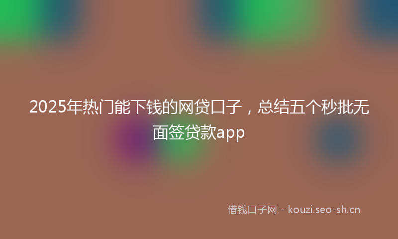 2025年热门能下钱的网贷口子，总结五个秒批无面签贷款app