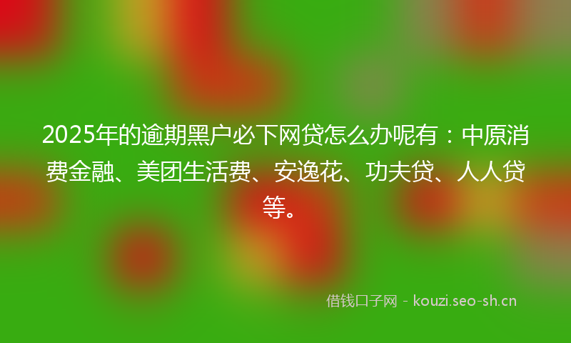 2025年的逾期黑户必下网贷怎么办呢有：中原消费金融、美团生活费、安逸花、功夫贷、人人贷等。