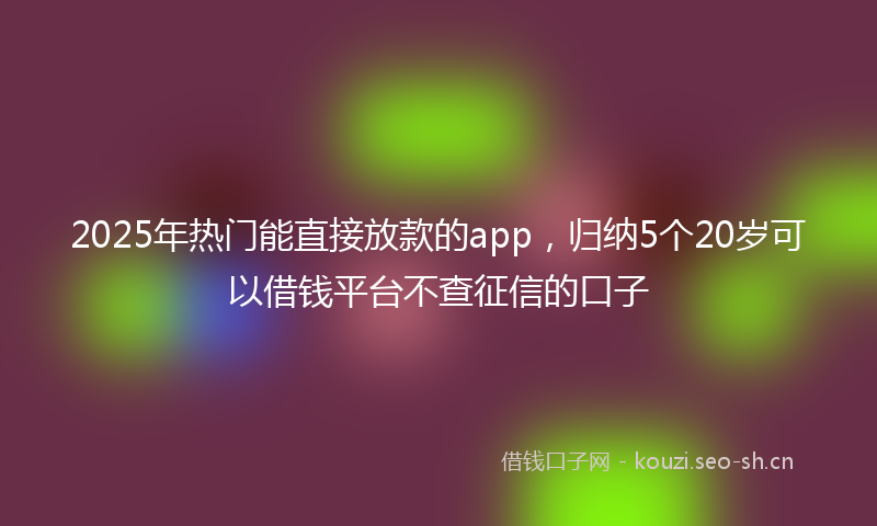 2025年热门能直接放款的app，归纳5个20岁可以借钱平台不查征信的口子