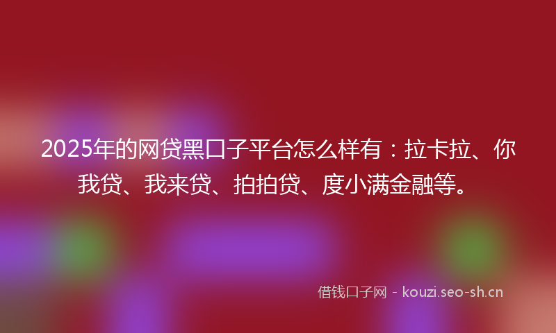2025年的网贷黑口子平台怎么样有：拉卡拉、你我贷、我来贷、拍拍贷、度小满金融等。