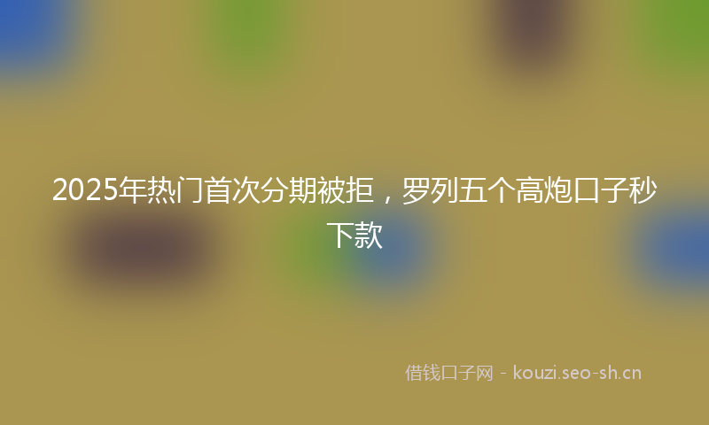 2025年热门首次分期被拒，罗列五个高炮口子秒下款