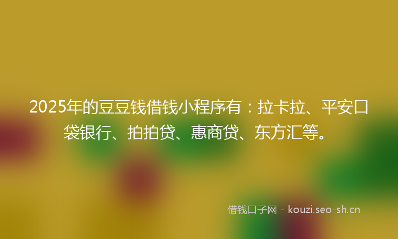 2025年的豆豆钱借钱小程序有：拉卡拉、平安口袋银行、拍拍贷、惠商贷、东方汇等。